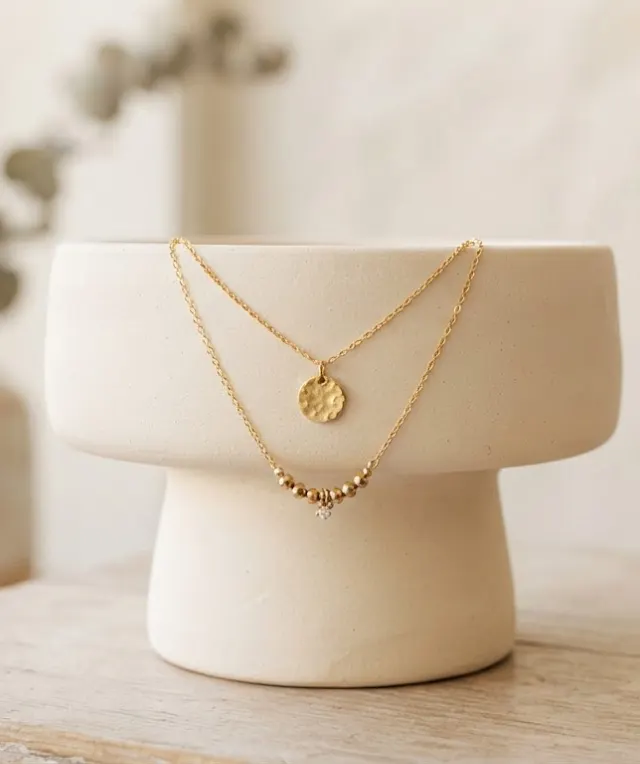 Delicate layered gold-tone chain necklace