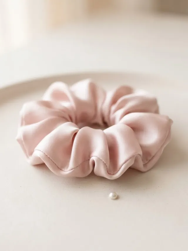 Blush satin scrunchie